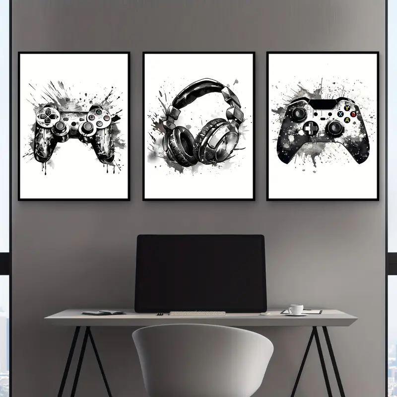 Gaming Console Room - 3개 프레임리스 캔버스 그림 3개/세트 게임