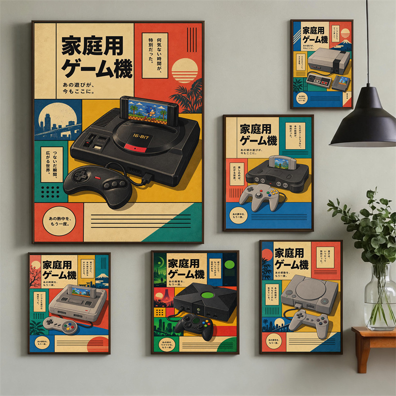 Gaming Console In 90S - 레트로 게임 벽 장식 포스터 –