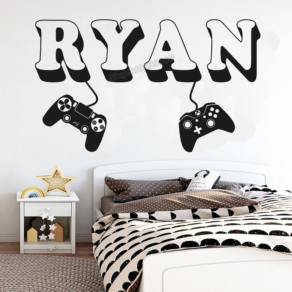 Gaming Console Room - 게이머 벽 스티커 사용자 정의 이름